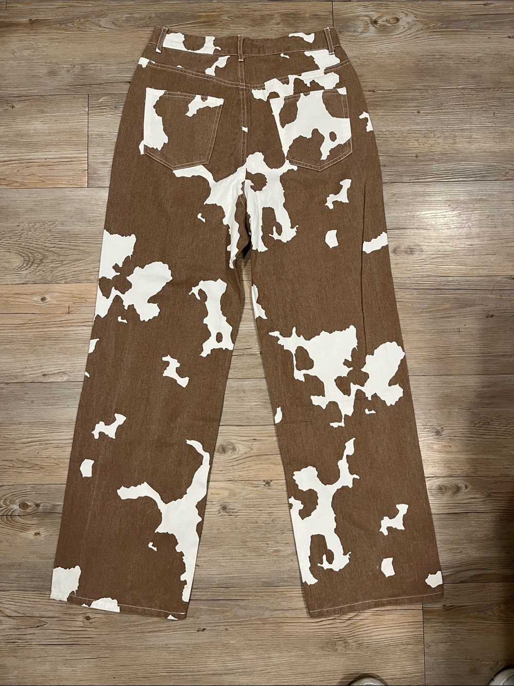 12th Tribe Tan and White Cow Spot Denim Skirt - Picture 3 of 5